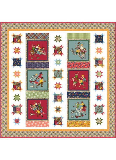 Hopscotch Stars Quilt feat. Playtime Memories by Natalie Crabtree - free pattern available September 2026