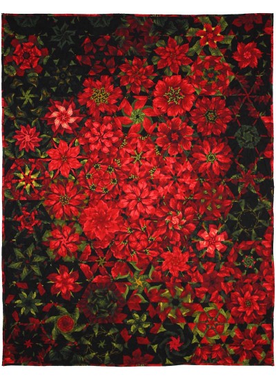 Poinsettia Millefiori Quilt by Marinda Stewart  /44"x59"