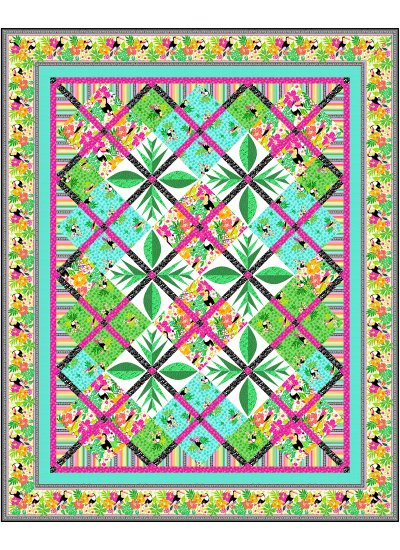 Rainforest Toucan Do It Quilt by Marsha Evans Moore /64.5"Wx80"H