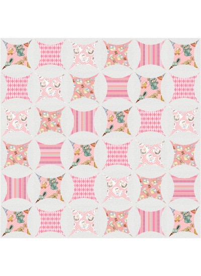 Kaleidoscope Quilt (Pink) feat. Retro Nursery by Project House 360 - free pattern available November 2026