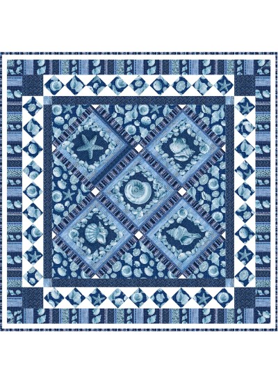 Sailor's Valentine Blue Quilt by Marsha Moore /55.5"x55.5"