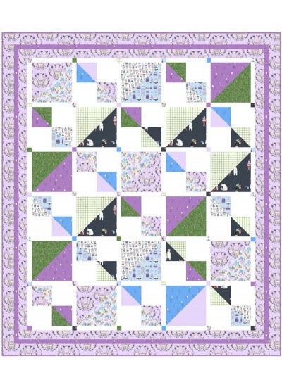 Savannah Squares Lilac Quilt by Kate Colleran of Seams Like a Dream /65"x75"