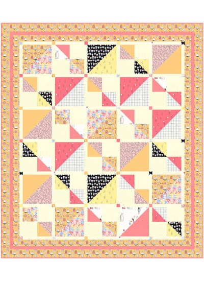 Savannah Squares -Sorbet Quilt by Kate Colleran of Seams Like a Dream /65"x75"