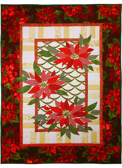 Scarlet Poinsettias Quilt by Marinda Stewart