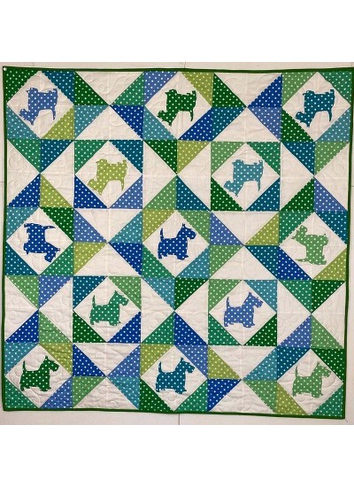 Scruffy pup Hashdot Quilt by Material Girlfriends