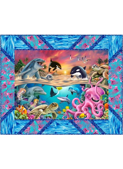 Panel Pop sea world quilt by swirly girls design