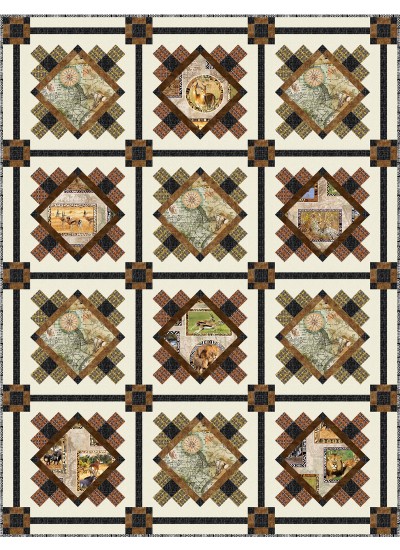 SAFARI BY PROJECT HOUSE 360 QUILT FEAT. SERENGETI PLAINS -PATTERN AVAILABLE IN AUGUST