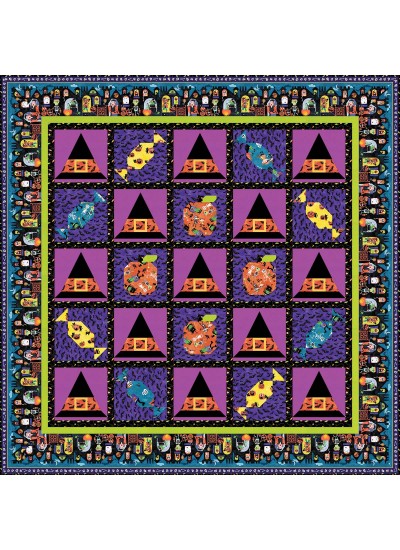 spooky season halloween season quilt by the whimsical workshop /62"x62"
