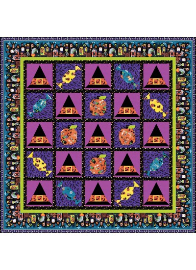 spooky season halloween season quilt by the whimsical workshop /62"x62"