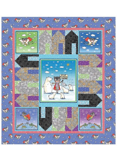 Climate Hero - Stop Climate Change Quilt by Cabin Quilts  52"x58"