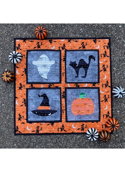 Strippy Improv Halloween  Square quilt by Lisa Ruble
