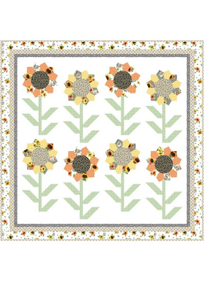 Growing Tall Sunflower Festival Quilt by Natalie Crabtree /65.5"x64.2"
