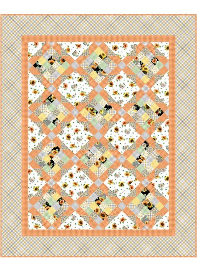 French Garden Sunflower Festival Quilt by Swirly Girls Design /58"x72"