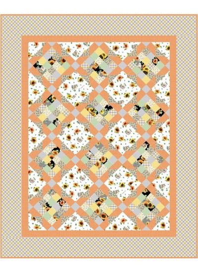 French Garden Sunflower Festival Quilt by Swirly Girls Design /58"x72"