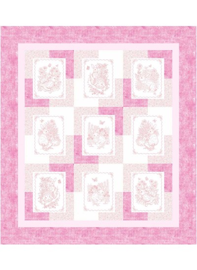 Darling Beauty Blush Quilt feat Sweet little bunny by Brenda Plaster