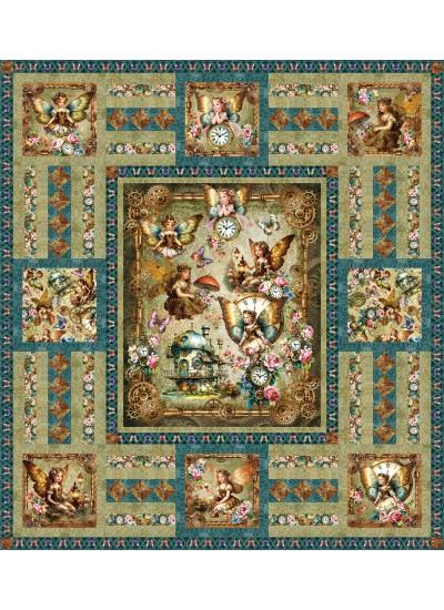 Clockwork Fairies Quilt feat. The Gearlit Fairies by The Whimsical Workshop
