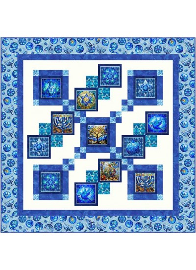 Joy Quilt feat. Tiles of Hanukkah by Brenda Plaster
