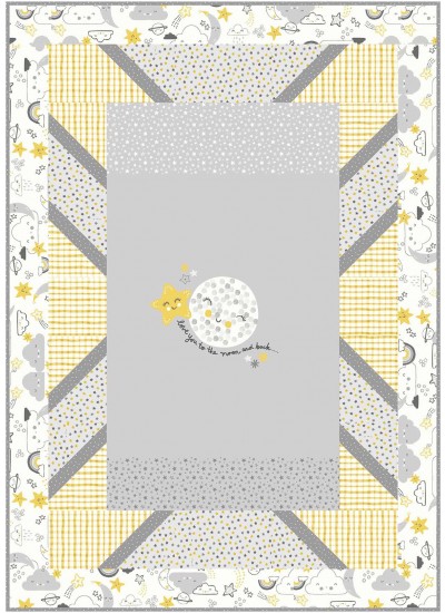 Panel pop to the moon and back Quilt by Swirly Girls Design 44"x62"