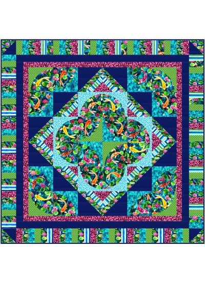 Tranquility Quilt Koi Pond by Marsha Evans Moore /49.5"x49.5" 