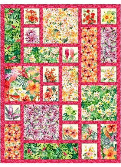 Tropical Floral Tiles Quilt feat. Tropical Sonata by Ladeebug Design