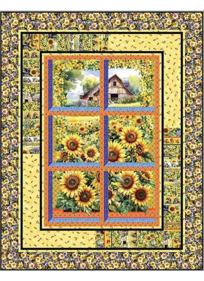 Keys to the Sunny View Quilt feat. Sunflowers & Honey Bees by Ladeebug Design