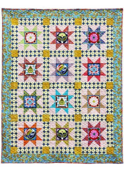 Valencia 8 Pointed Star Quilt by Jessica Lane  / 56x70" 