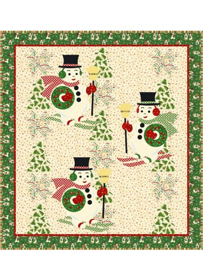 Holly Jolly Snowmen - Vintage Christmas Quilt by Coach House Designs 51"x55"