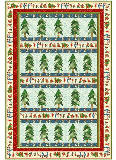 Lovely Woods - Vintage Christmas Quilt by Tamarinis 20"x39"