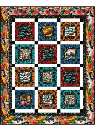Ready, Set, Go! Quilt feat. Vintage Grand Prix by Project House 360- free pattern available April 2027