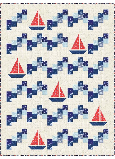Sailing School- Vitamin Sea Quilt by Canuck Quilter Designs /50.5"x67"