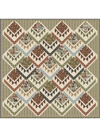 animal tracks welcome to the cabin quilt by natalie crabtree /88"x88"