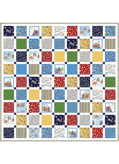 Stacking Blocks whistle stop tour Quilt  by Natalie Crabtree /55"x55" 