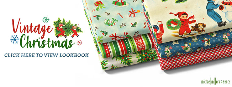 Snowy Playground from the Vintage Christmas Collection by Michael Miller  Fabrics